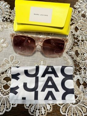 Marc Jacobs Clear Pink Frame Sunglasses with Yellow Case